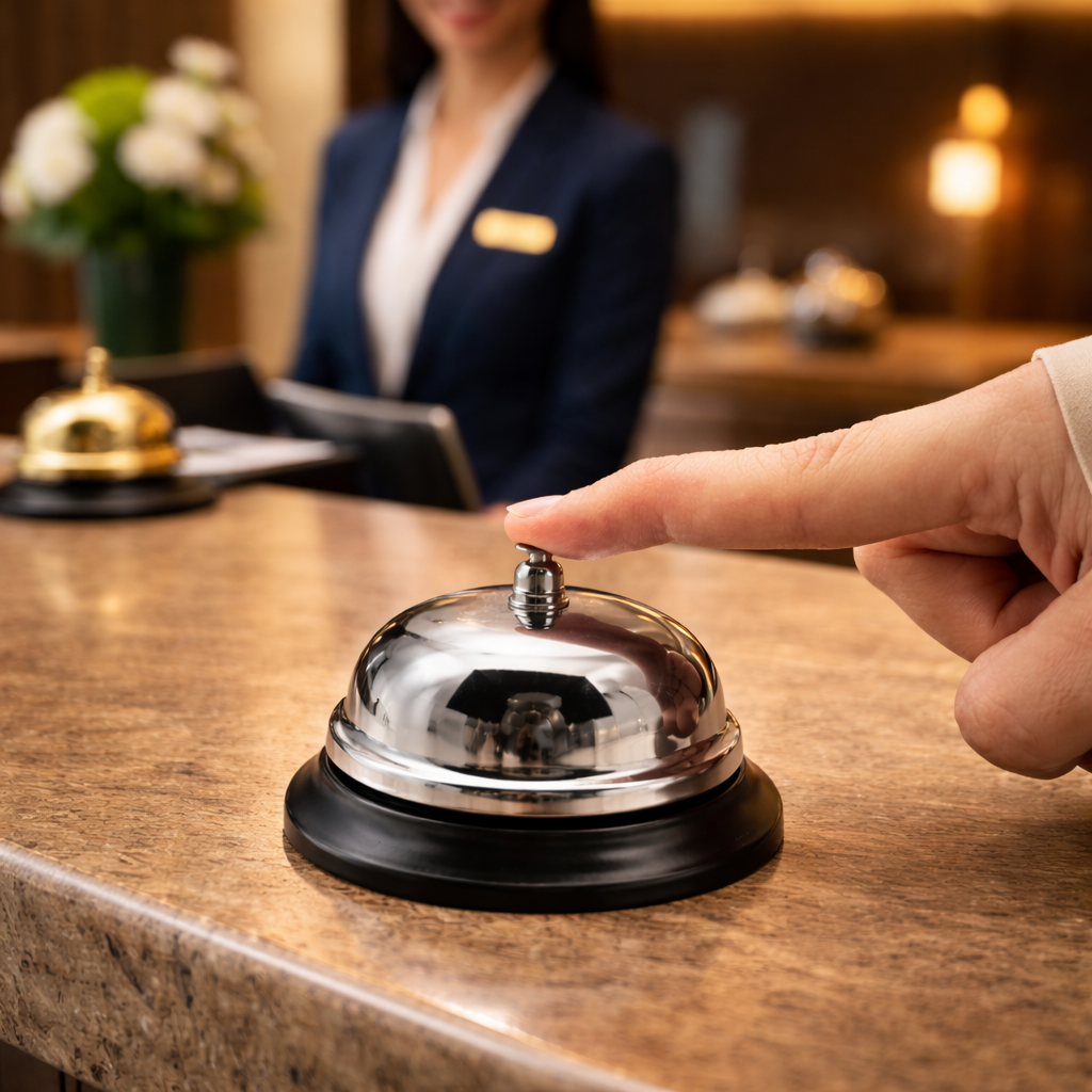 Campana Timbre de Llamada Cromada para Restaurante, Hotel y Recepción