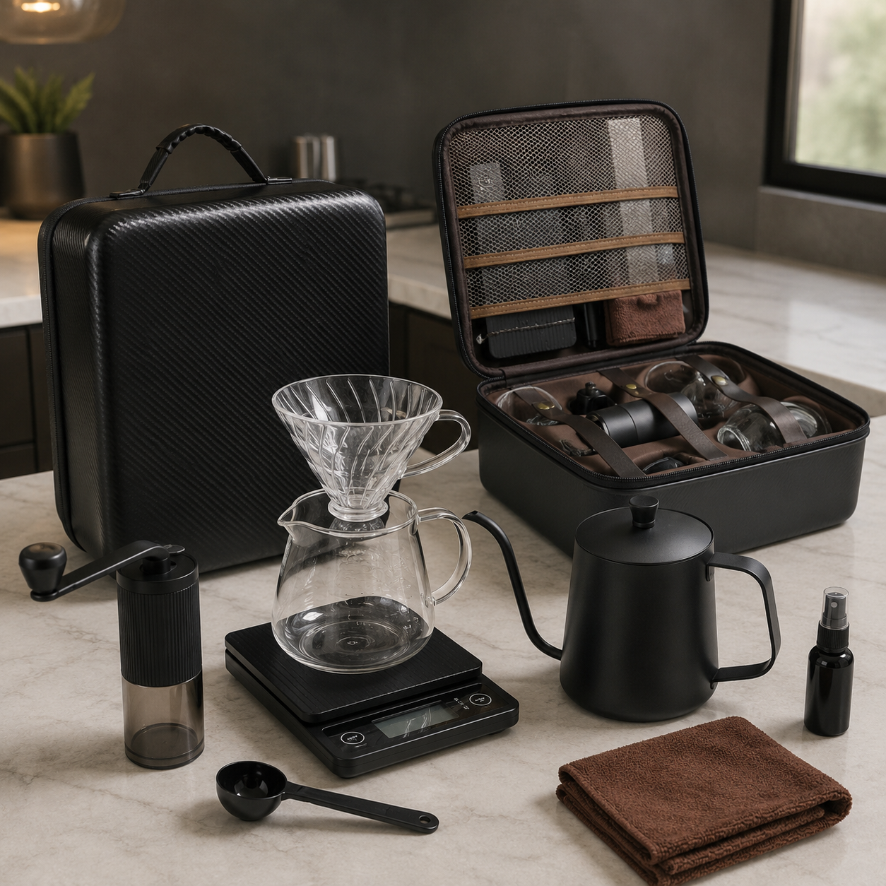Kit Barista Portatil Para Cafe Filtrado Con Maleta