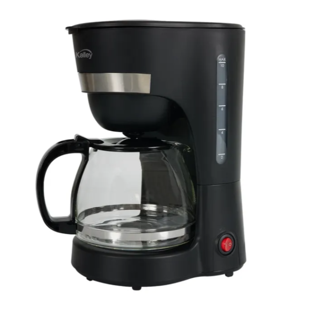 Cafetera Electrica KALLEY 10 Tazas Negra con Indicador y Filtro Reusable