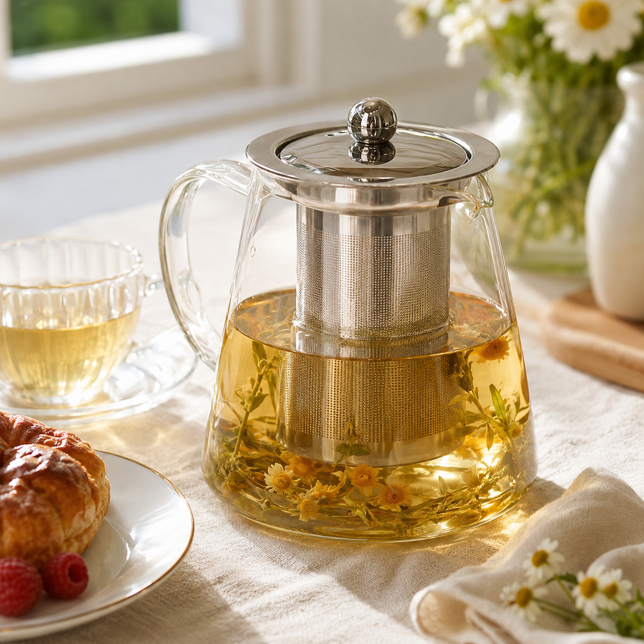 Tetera Infusora de Vidrio Borosilicato 800 ml con Filtro en Acero Inoxidable