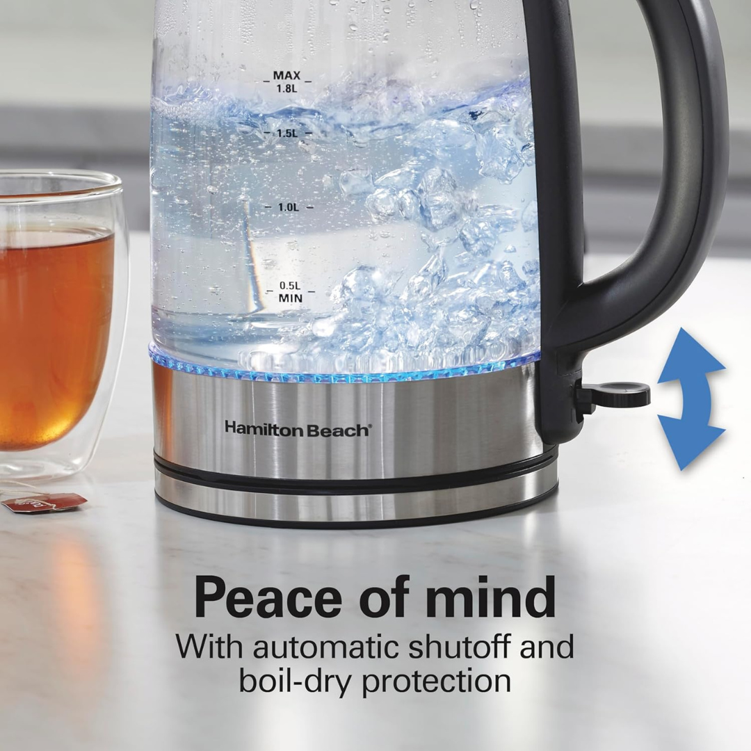Tetera Eléctrica Hamilton Beach 1.8 L Profesional para el Hogar, Oficina y Catas de Café
