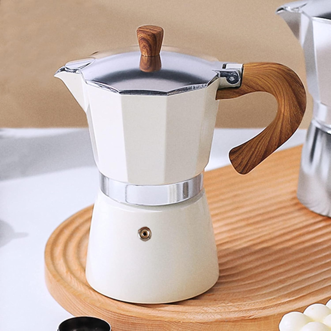 Moka Italiana 300ml 6 Tazas Blanca Cafetera de Estufa