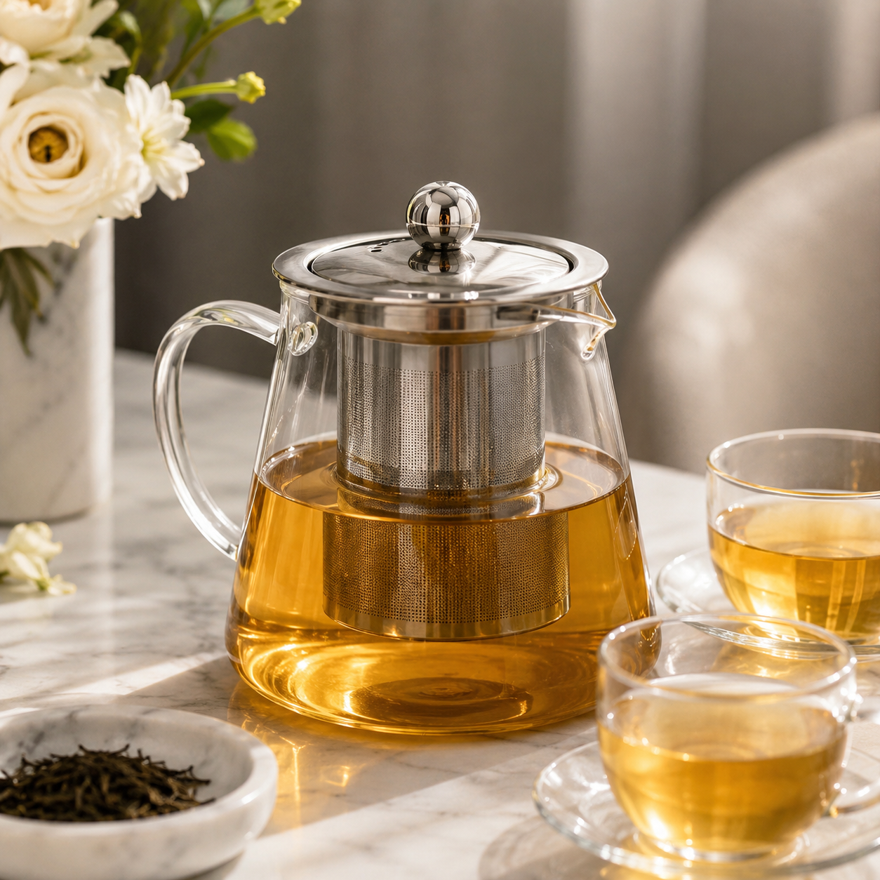Tetera Infusora de Vidrio Borosilicato 800 ml con Filtro en Acero Inoxidable