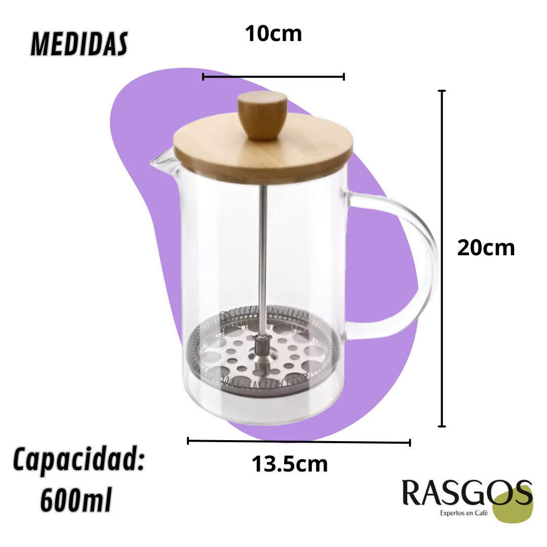Prensa Francesa Melbourne Bambú Disponible 350ml / 600ml / 800ml