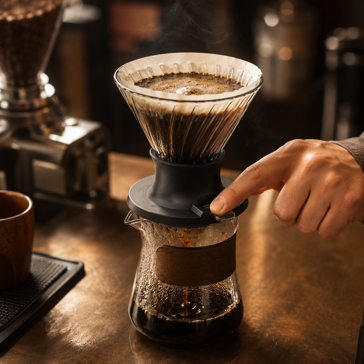 Kit Elegante Cafetera V60 Tipo Hario Switch con Server 400ml
