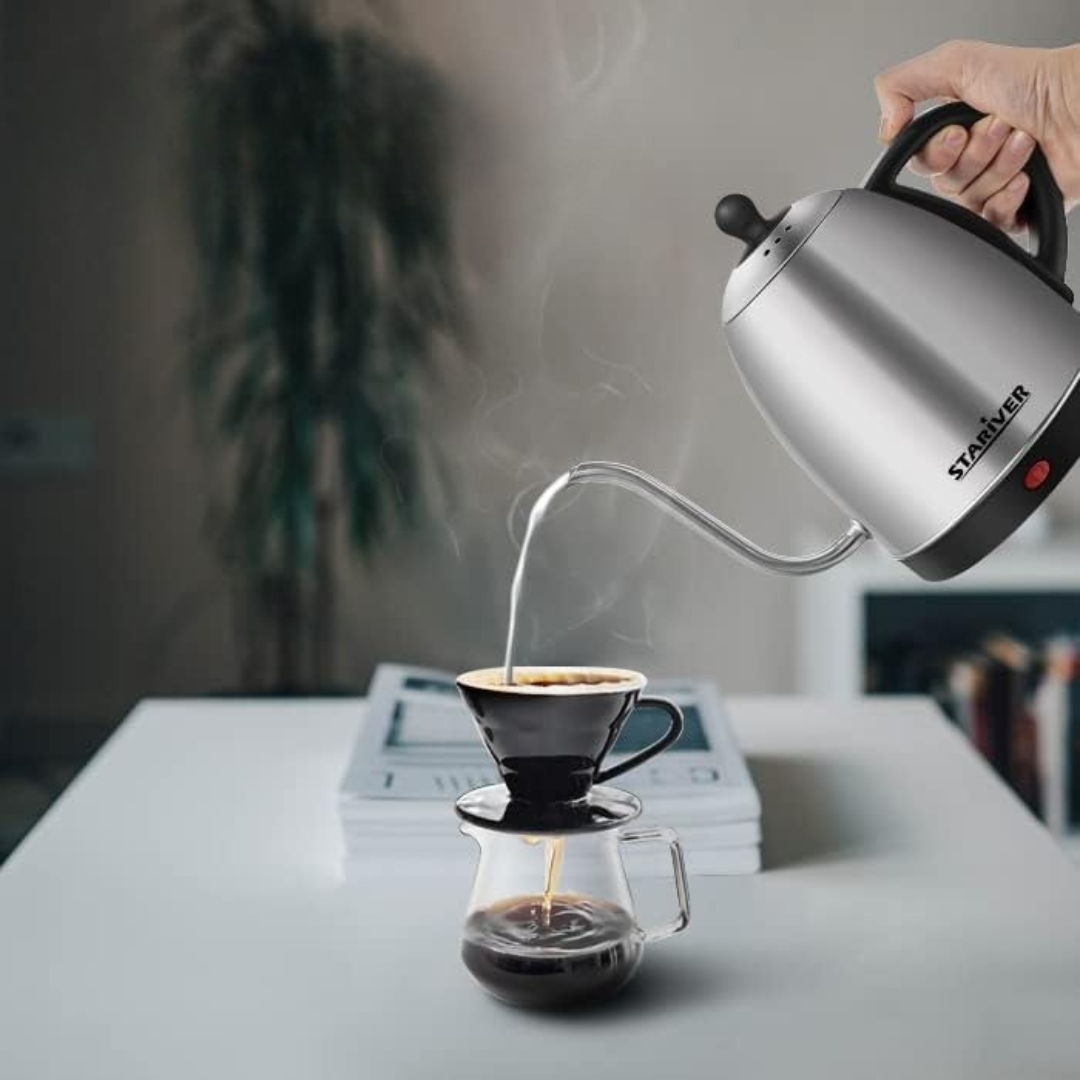 Tetera Calentador Eléctrico Cuello De Cisne Plata Stariver 1200ml