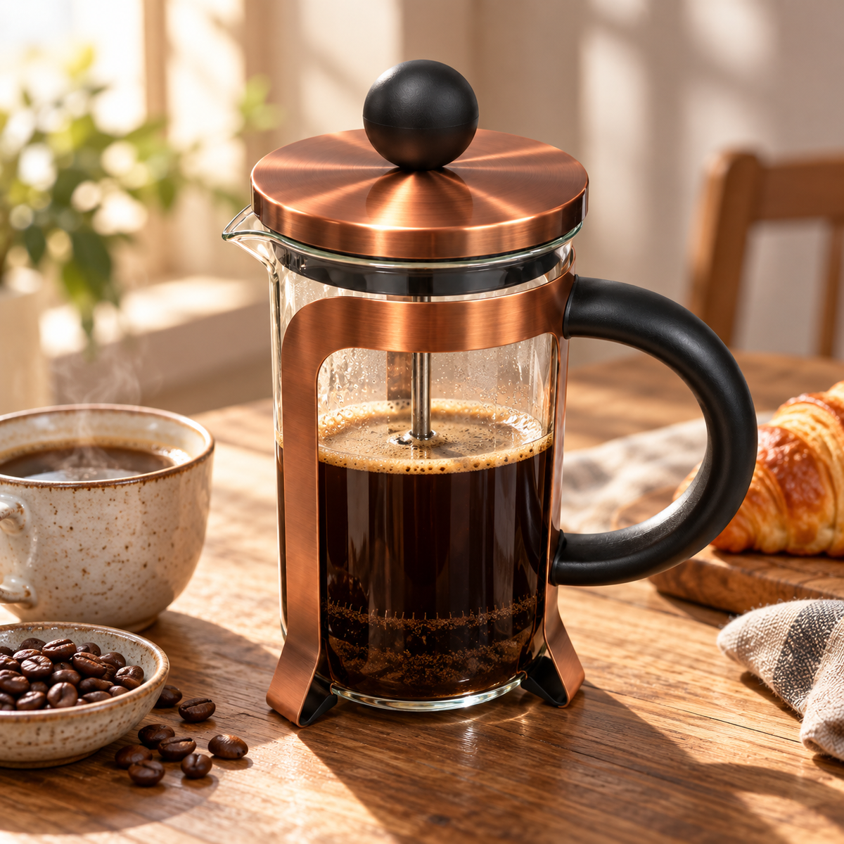 Cafetera Prensa Francesa Acero 1000ML Bronce