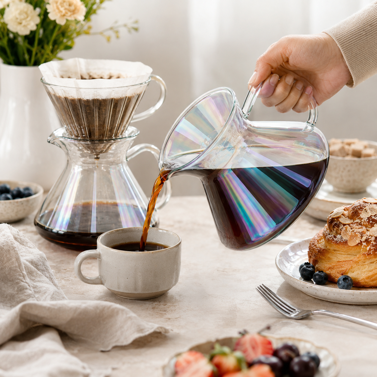Jarra Server de Cafe Tornasol 600ml en Vidrio Borosilicato
