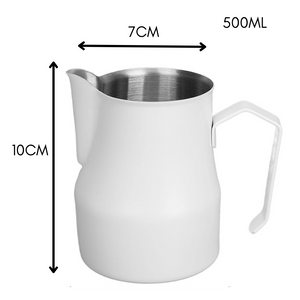 Taza Pitcher Blanca para Espumar Leche – Barismo Profesional 350 ml / 500 ml