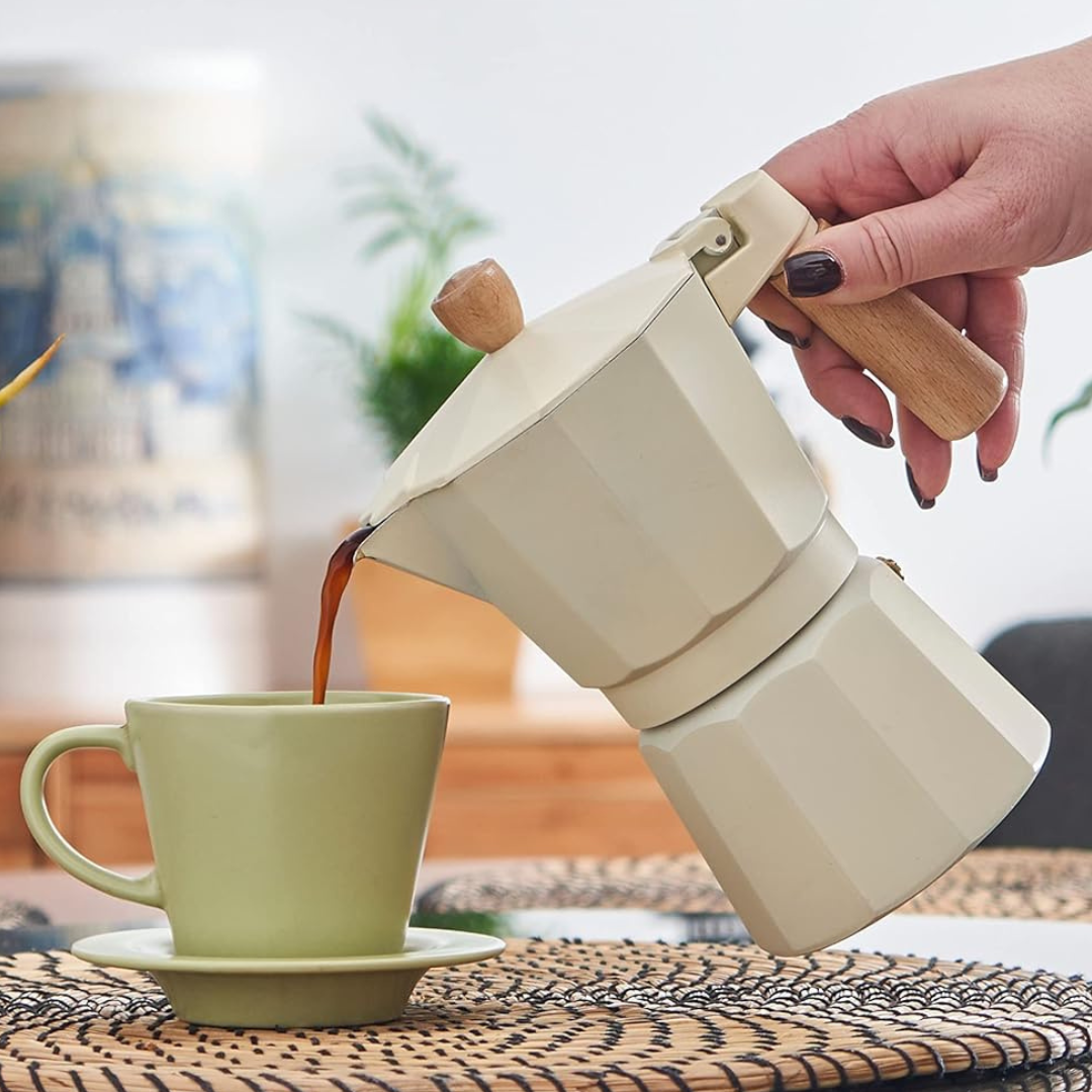 Cafetera Moka Italiana Espresso 3 Tazas Beige