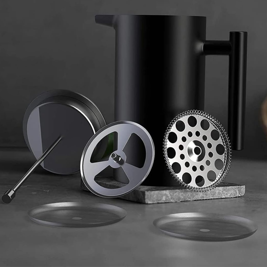 Prensa Francesa Negra Acero Inoxidable Doble Pared 800ml