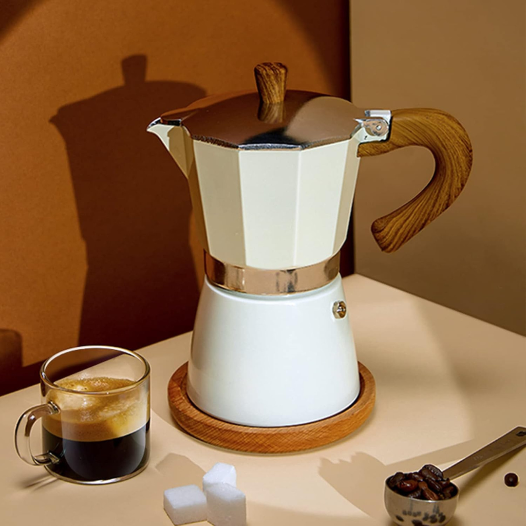 Moka Italiana 300ml 6 Tazas Blanca Cafetera de Estufa