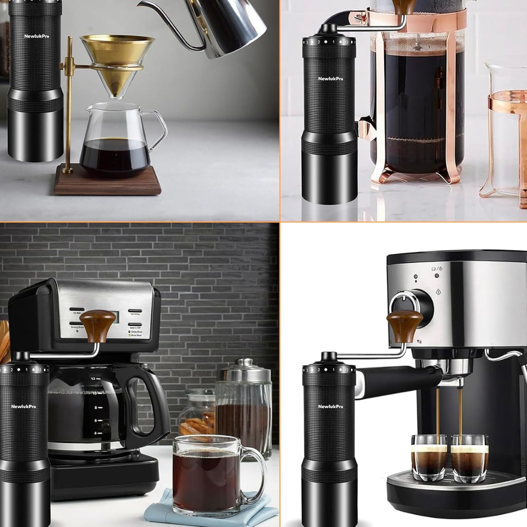 Molinillo Pro para Café NewlukPro 72 Clics Negro | Ajuste Exterior de Precisión