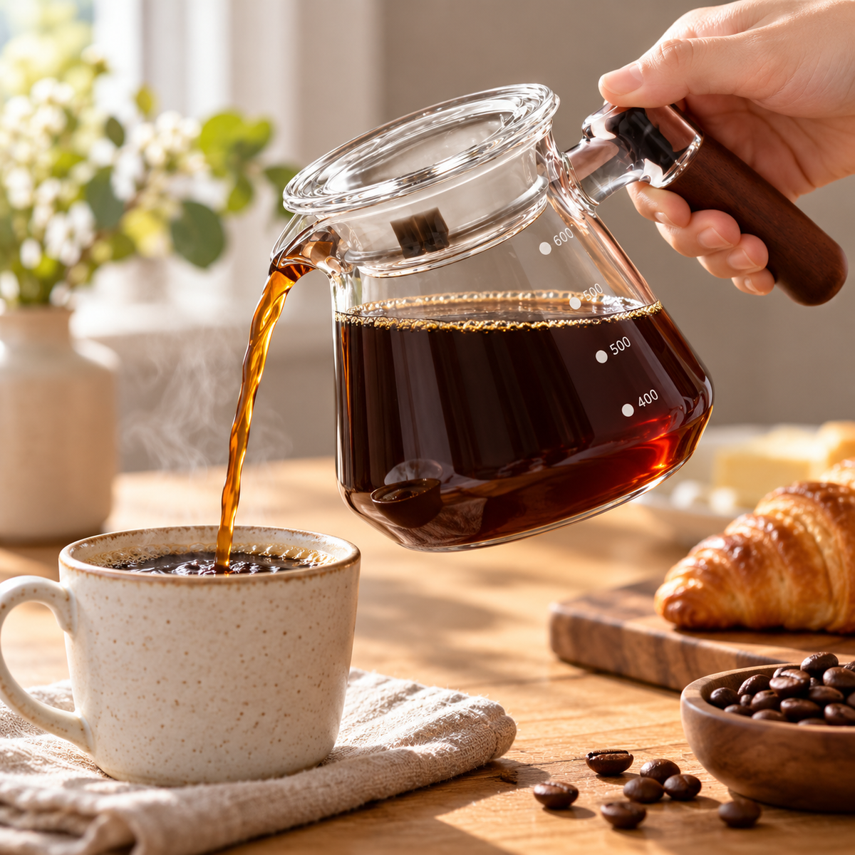 Server Cafe Borosilicato Mango Madera 600 ml