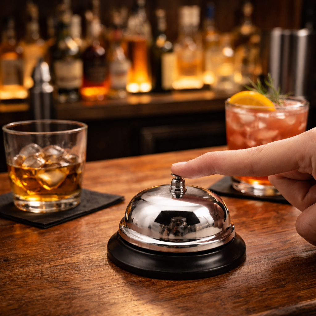 Campana Timbre de Llamada Cromada para Restaurante, Hotel y Recepción