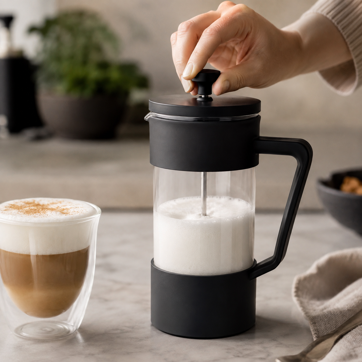 Prensa Francesa de Vidrio Negra 350 ml