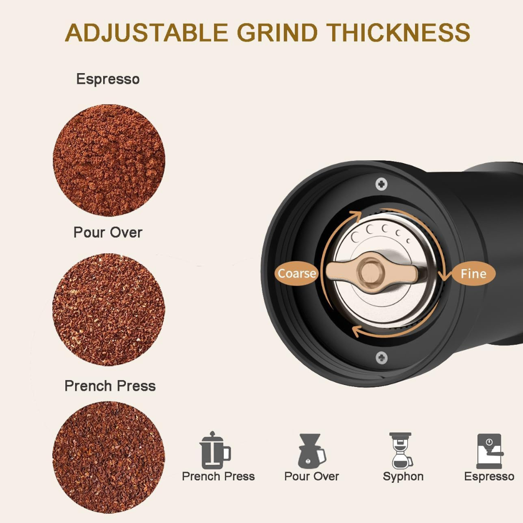Molinillo Negro Manual para Café Profesional de Precisión con Muelas en Acero Inoxidable 30gr