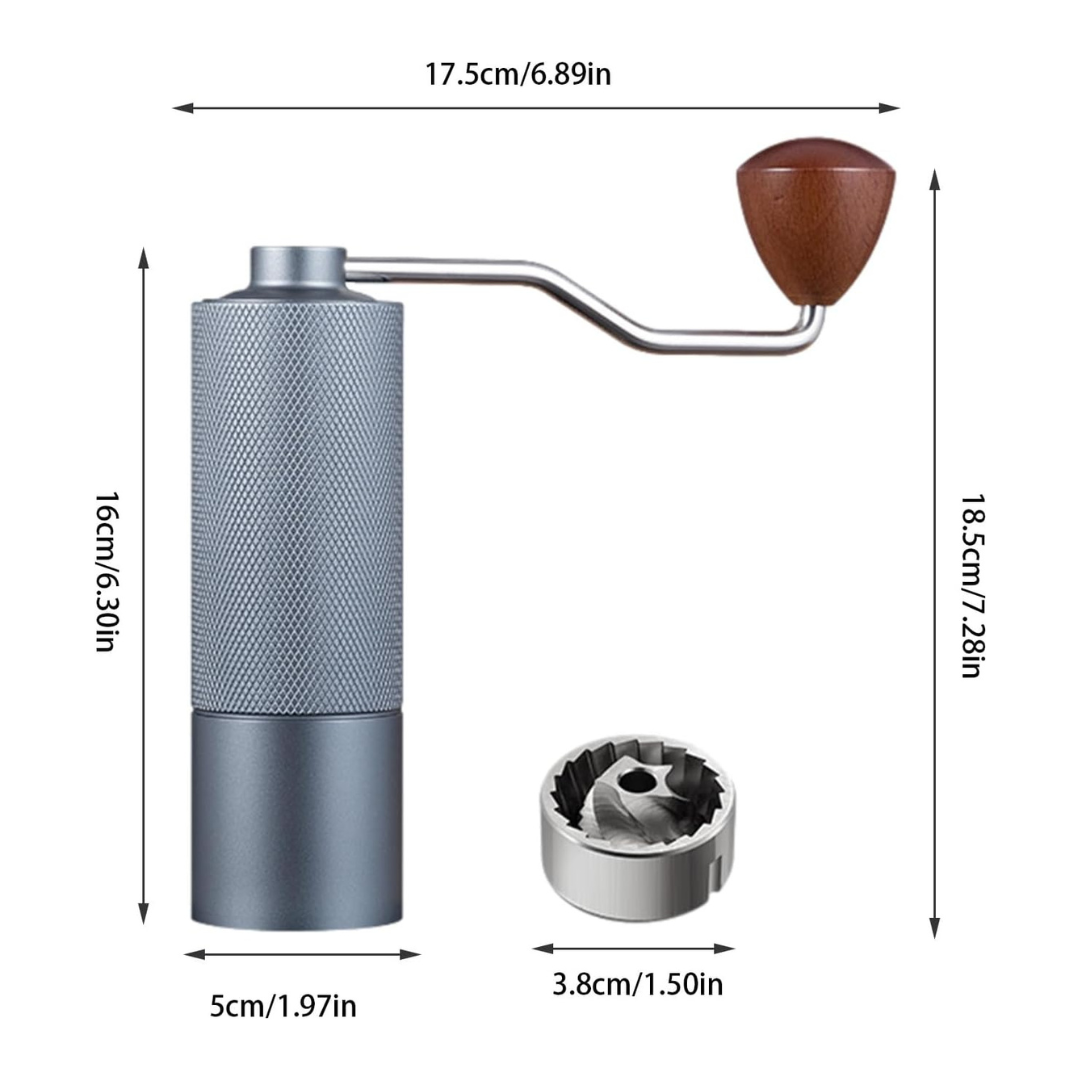 Moledor para Café Conico Manual Gris en Acero Inoxidable Pro 35gr