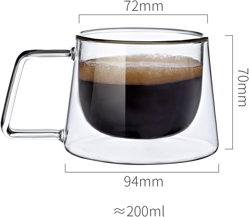 Taza para Café en Cristal Borosilicato Doble Fondo 200ml
