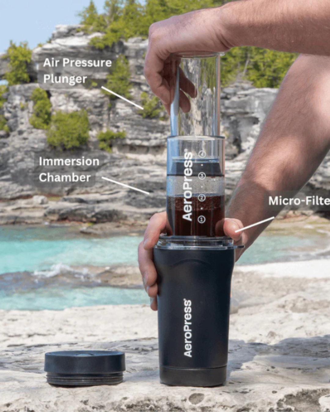 AeroPress Go Plus Viajera Portable Negra