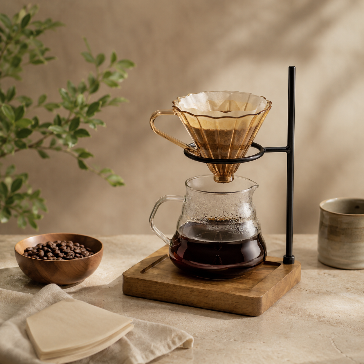 Soporte para V60 y Drippers con Base de Madera