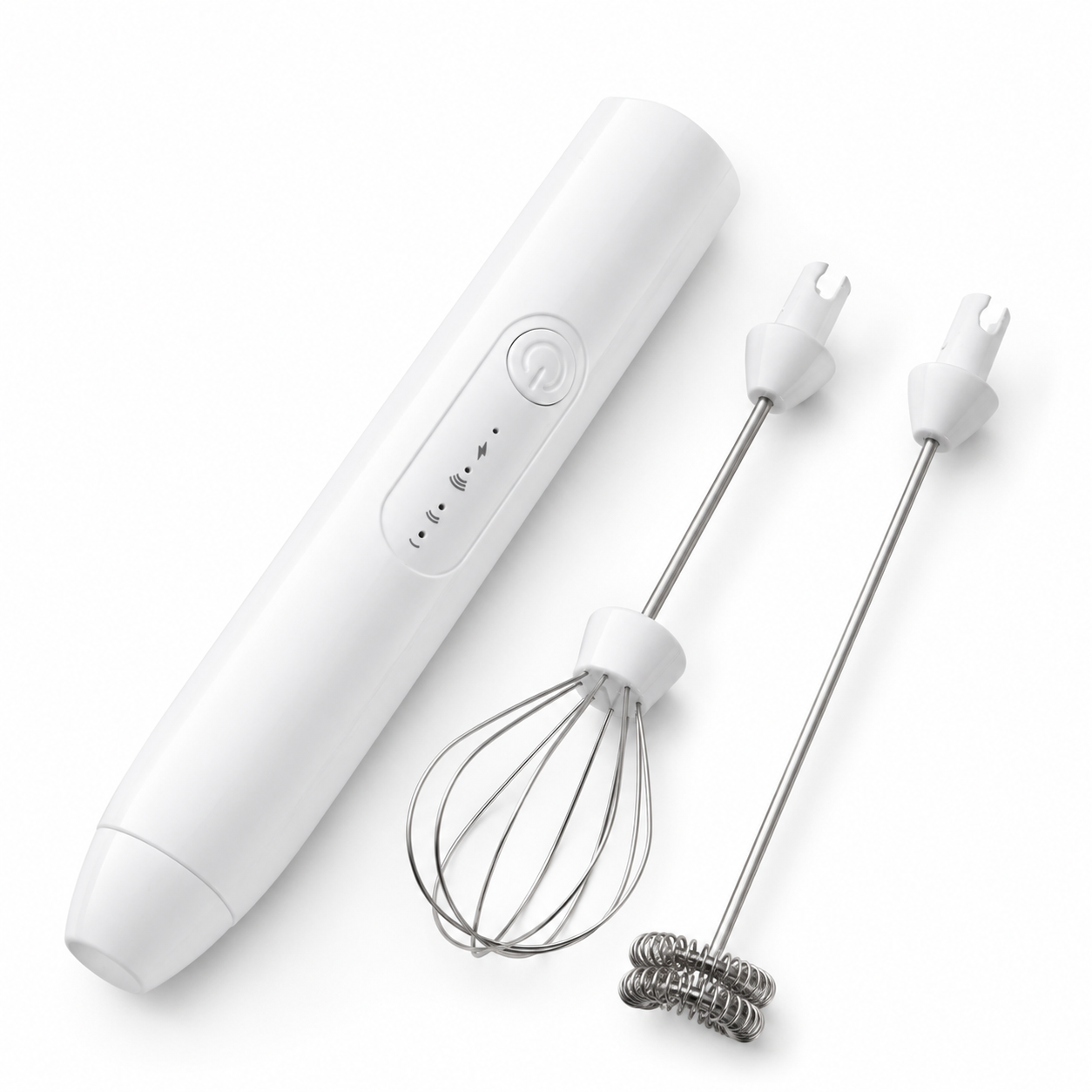 Batidor Espumador de Leche Recargable USB-C con 2 Cabezales