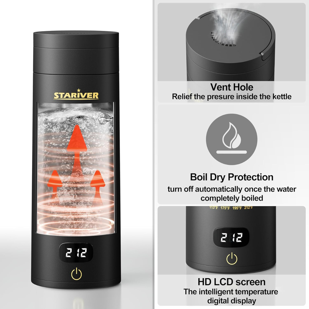 Hervidor Portatil Electeico Viajero Negro Stariver 380ml
