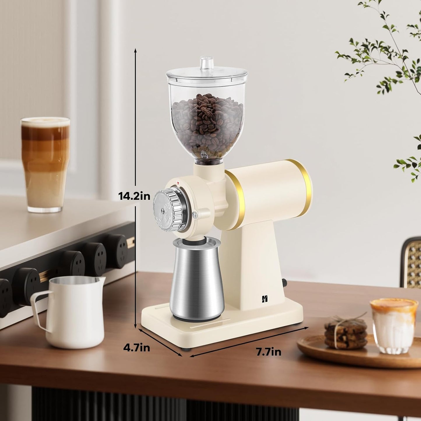 Molino Electrico Tipo Tolva 200w Ajustable 250gr Blanco