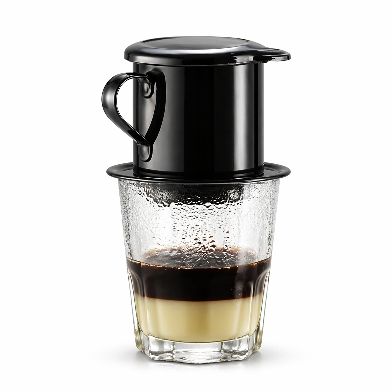 Cafetera Dripper Vietnamita Negro Brillante Viajera
