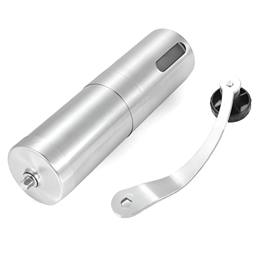 Molino Manual de Café Cilíndrico Acero Inoxidable Plateado 50gr