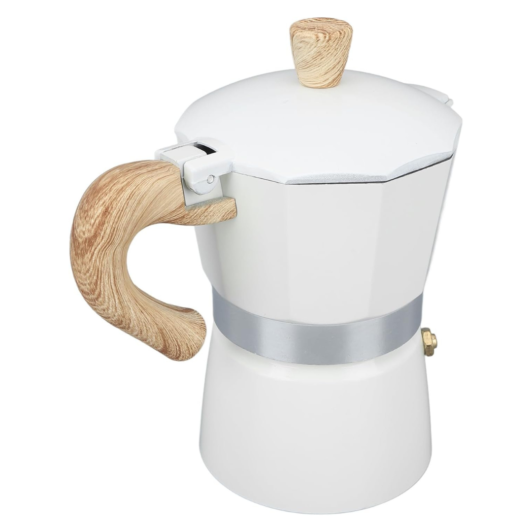 Cafetera Italiana Moka 150 ml Aluminio Color Blanco 3 Tazas