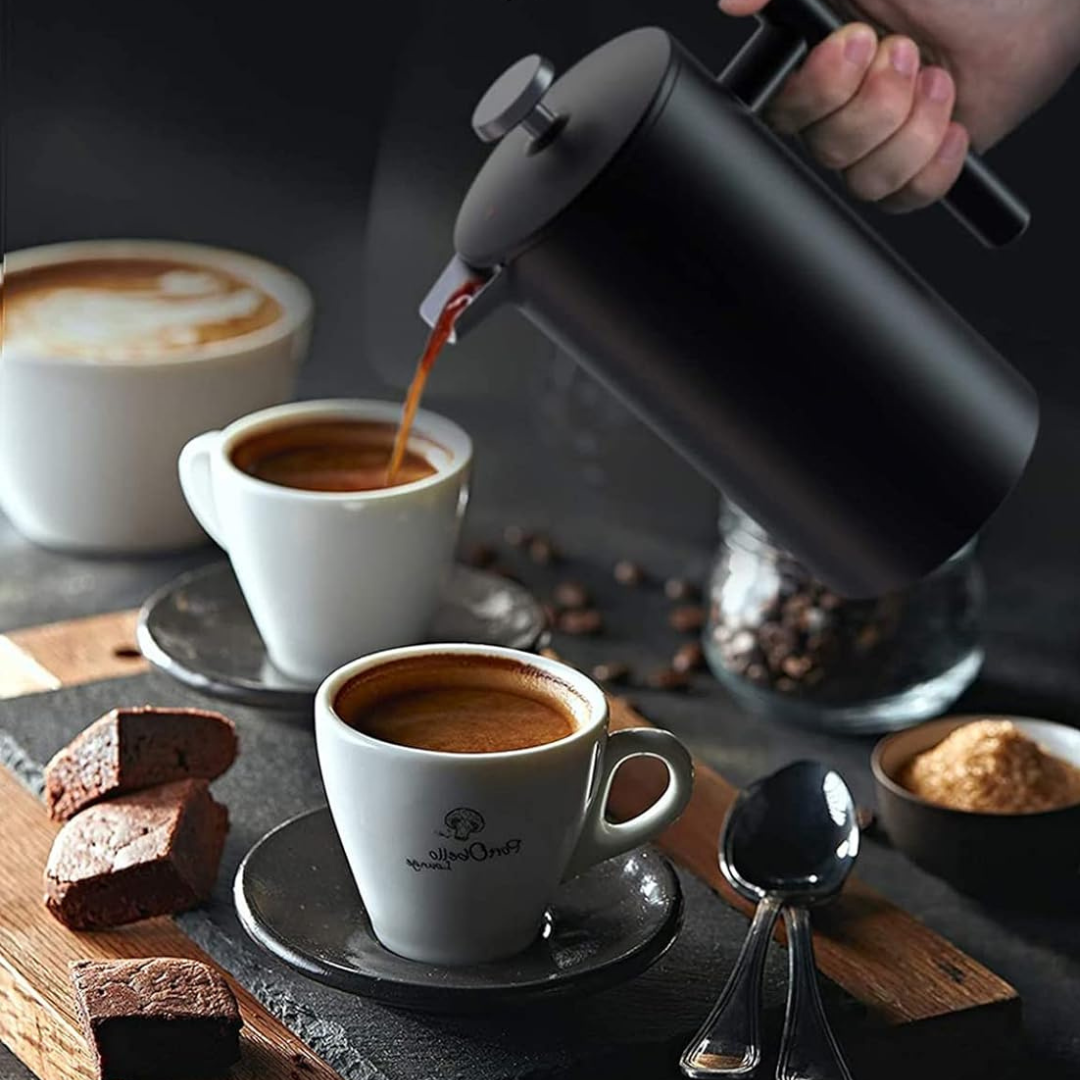 Prensa Francesa Negra Acero Inoxidable Doble Pared 800ml