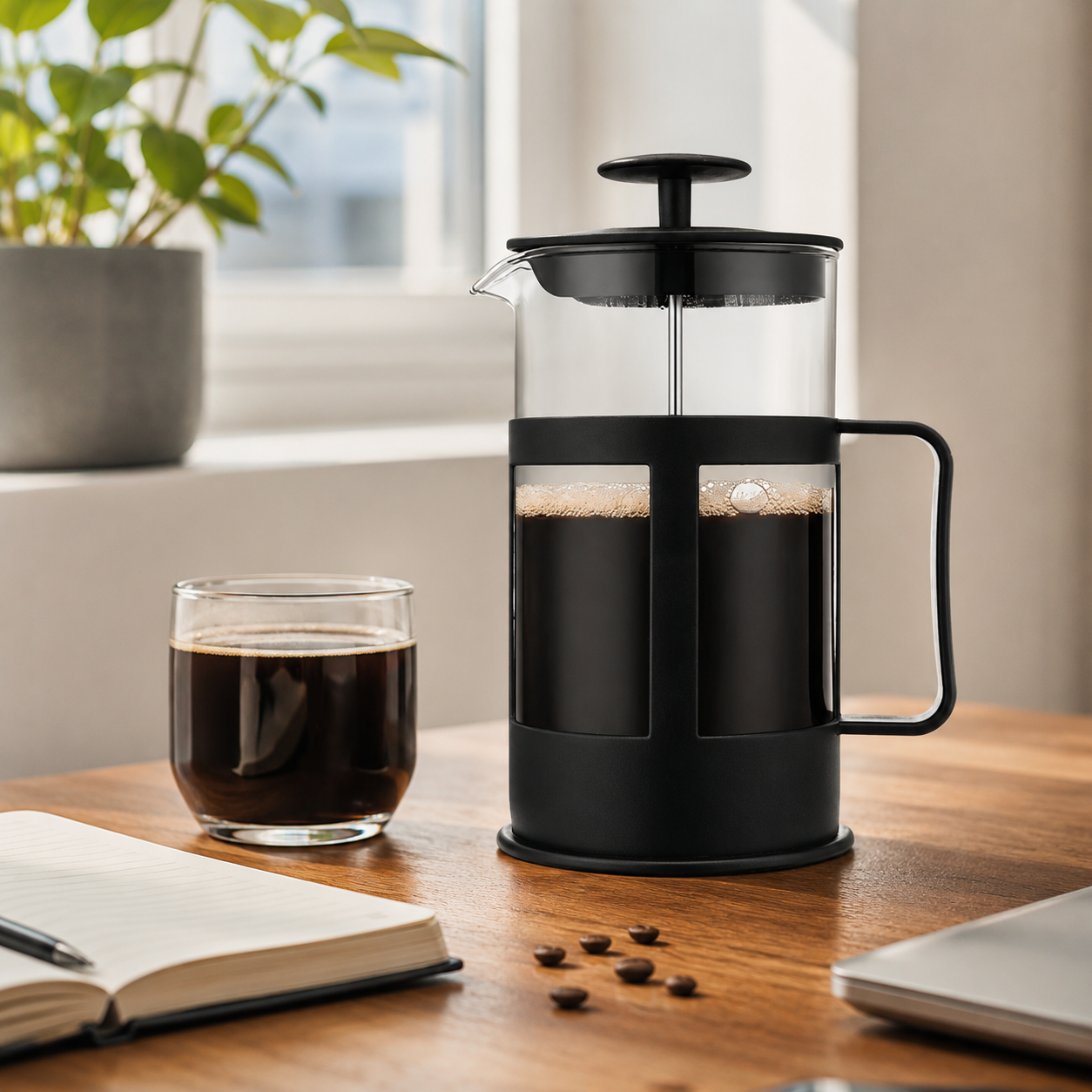 Cafetera Metodo Prensa Francesa Negra 1 Litro | Cold Brew Casero