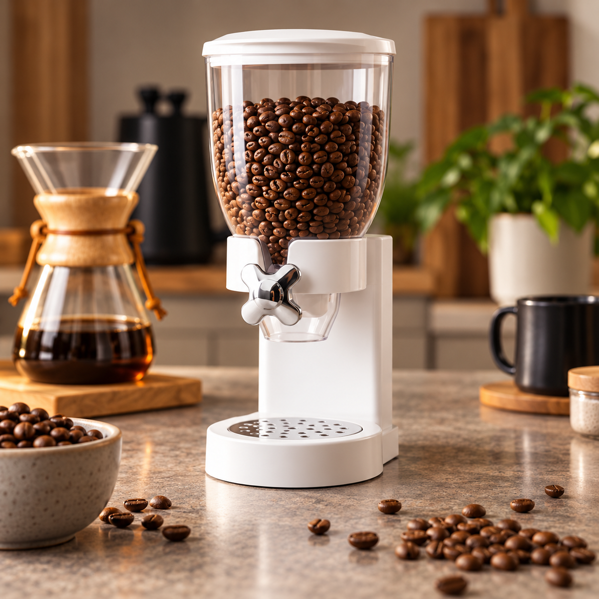 Dispensador Grano y Alimentos Individual Blanco con Dosificador