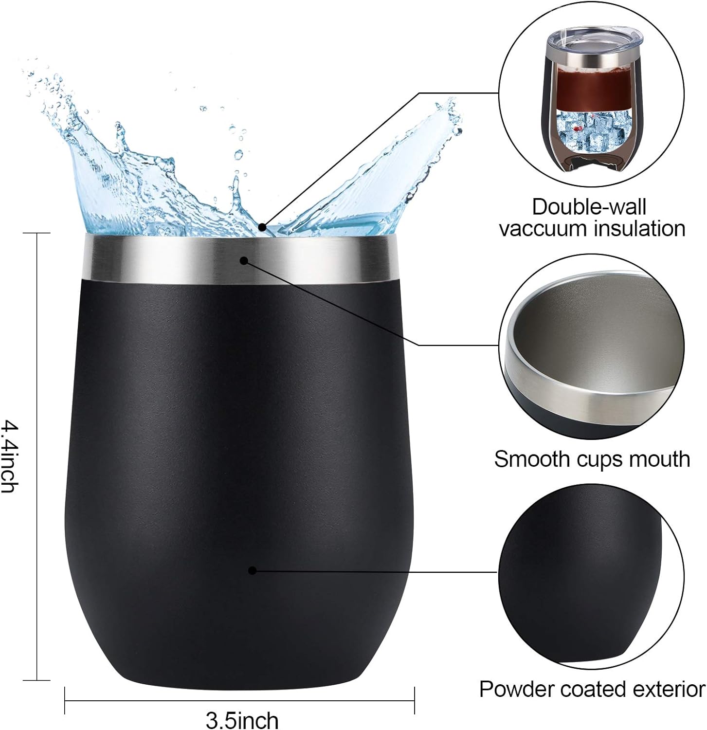 Vaso Térmico 350 ML: Aísla tus Bebidas Calientes por 3 Horas y Bebidas Frías por 9 Horas. Disfruta de la Temperatura Ideal en Cada Sorbo.