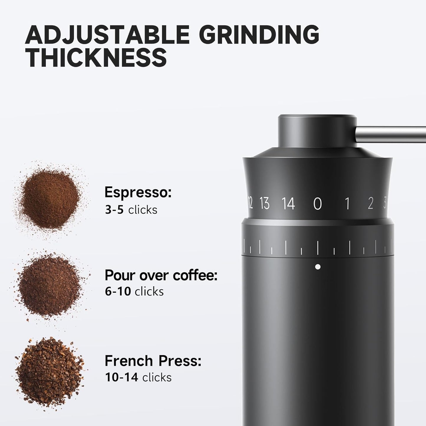 Molino de Café Negro Profesional Ajustable Acero Inoxidable