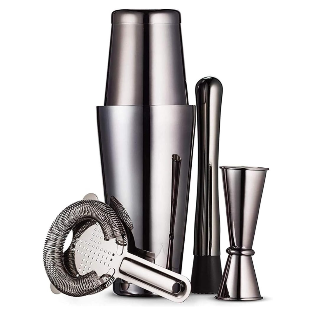 Juego Coctelero Completo Color Plata para Barman en Acero Inoxidable