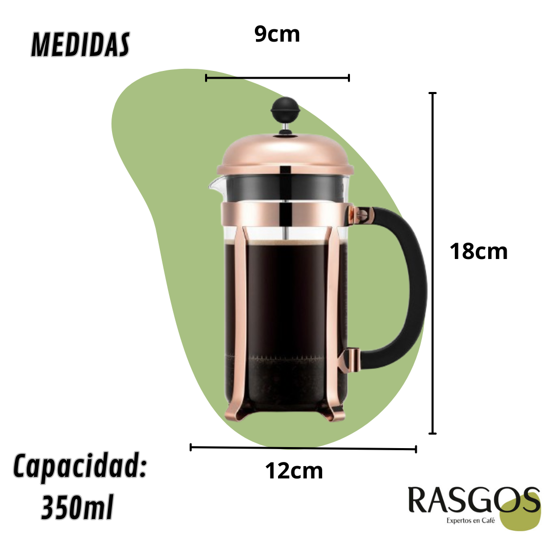 Cafetera de Embolo Prensa Francesa Bronce Disponible 350ml-600ml-800ml