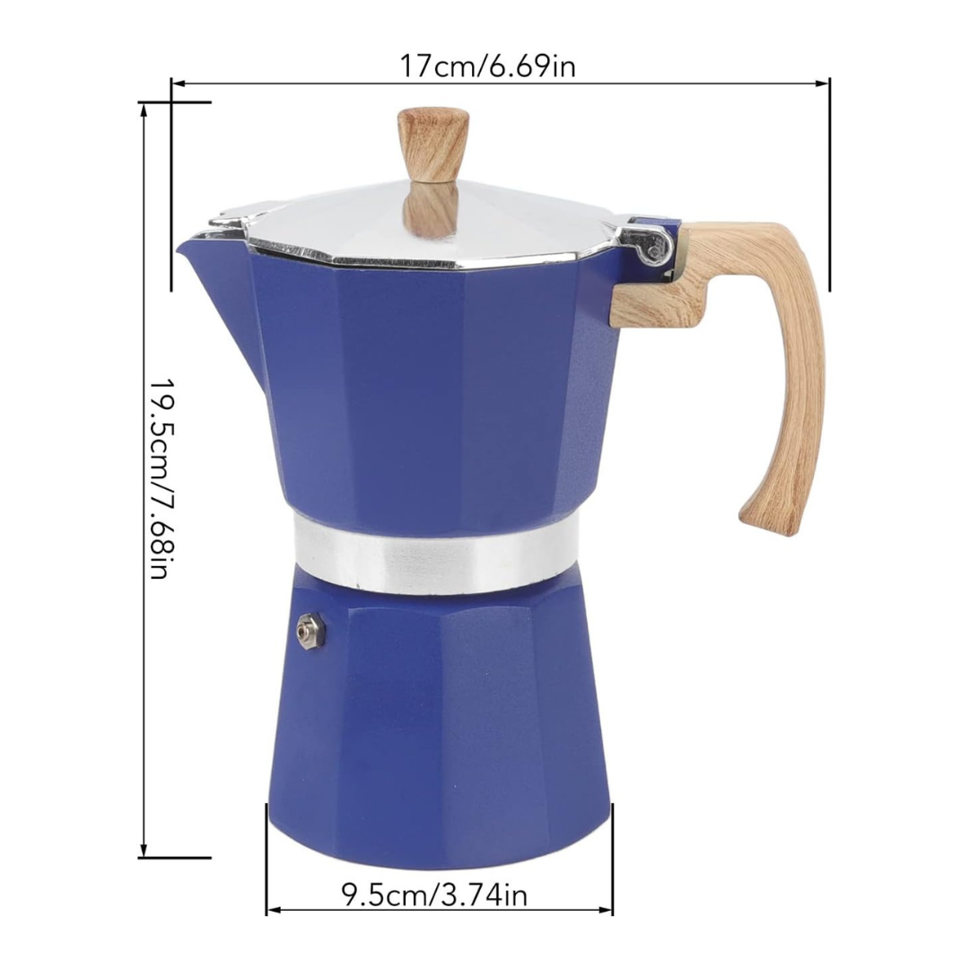Cafetera Moka Italiana de Aluminio Azul Rey 300 ml 6 Tazas