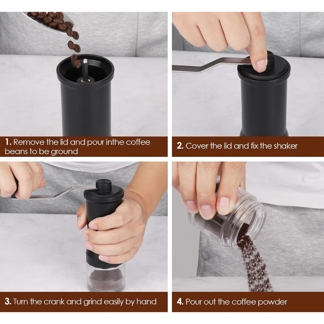 Molinillo Negro Manual para Café Profesional de Precisión con Muelas en Acero Inoxidable 30gr