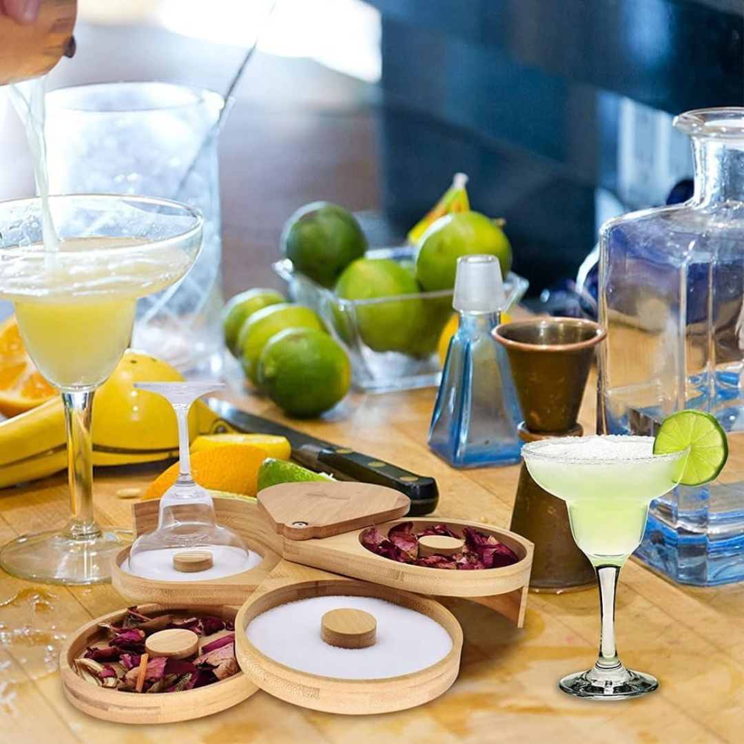 Bordeador de Copas Bambu de 3 Puestos para Bartender