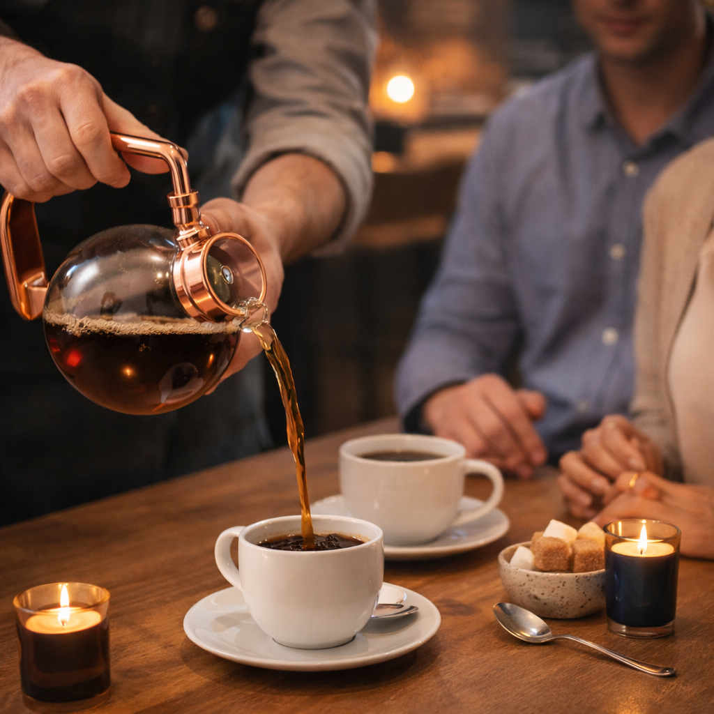 Cafetera Metodo al Vacio Sifón Japonés Platino 5 Tazas 500ml Oro Rosa