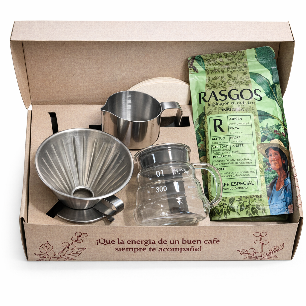 Kit Cafe Cafetera v60 Goteo Silver