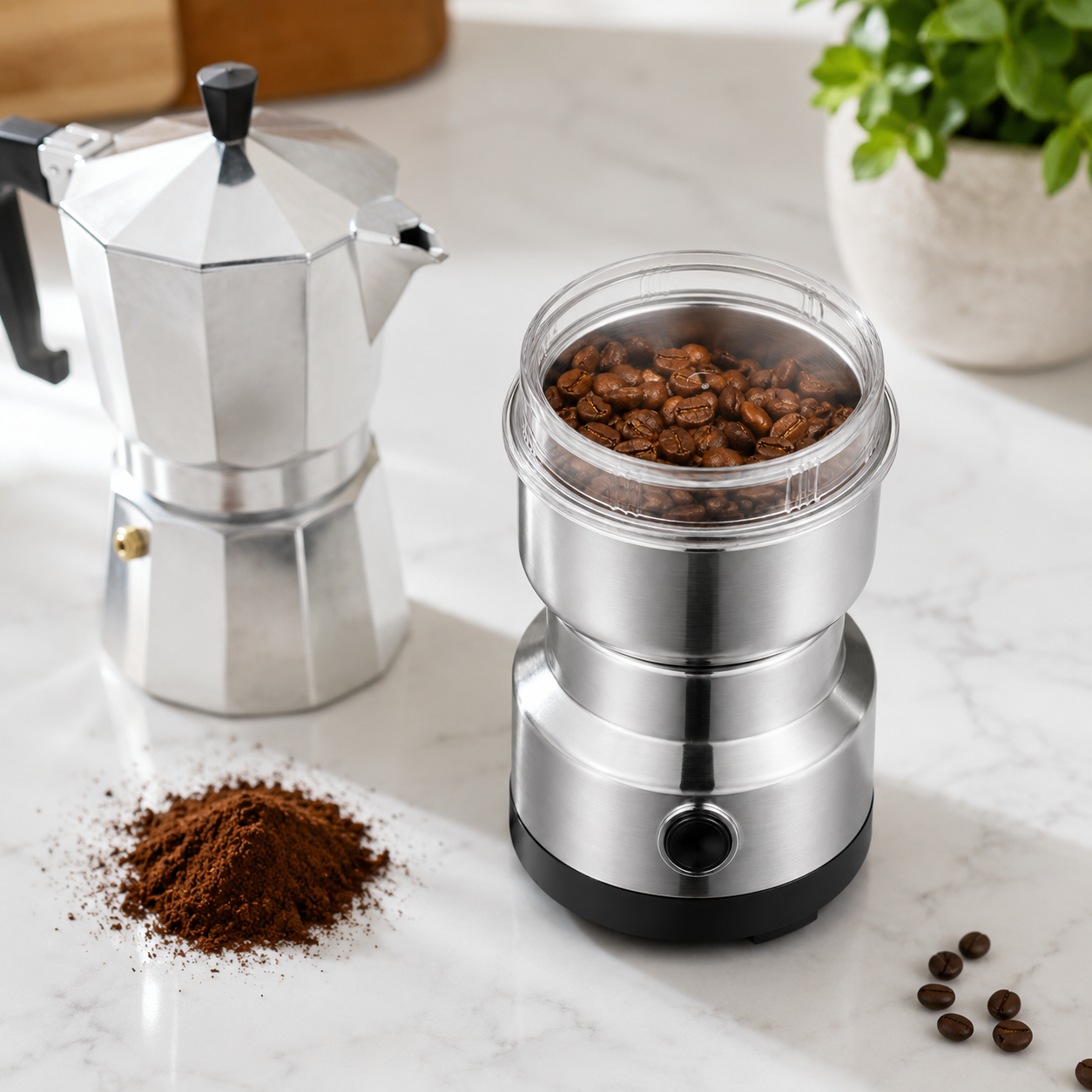 Molino Electrico para Cafe y Especias 125 gramos en Acero Inoxidable