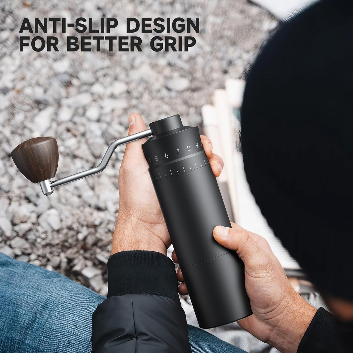 Molino de Café Negro Profesional Ajustable Acero Inoxidable