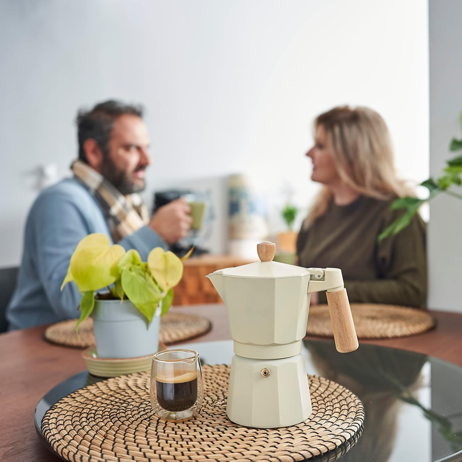 Cafetera Moka Italiana Espresso 3 Tazas Beige