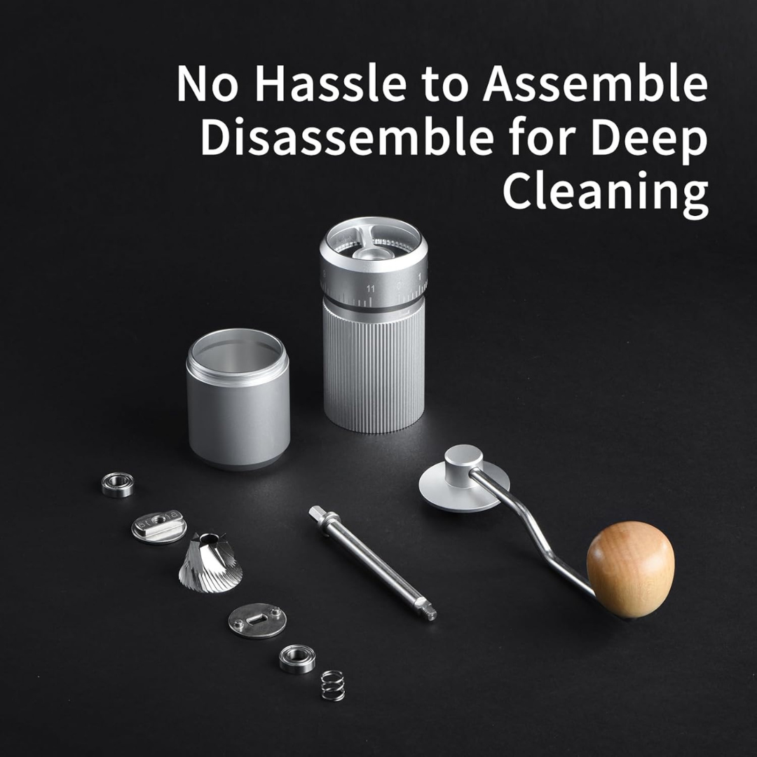 Molinillo Manual Pro Ajustable de Precisión Plateado