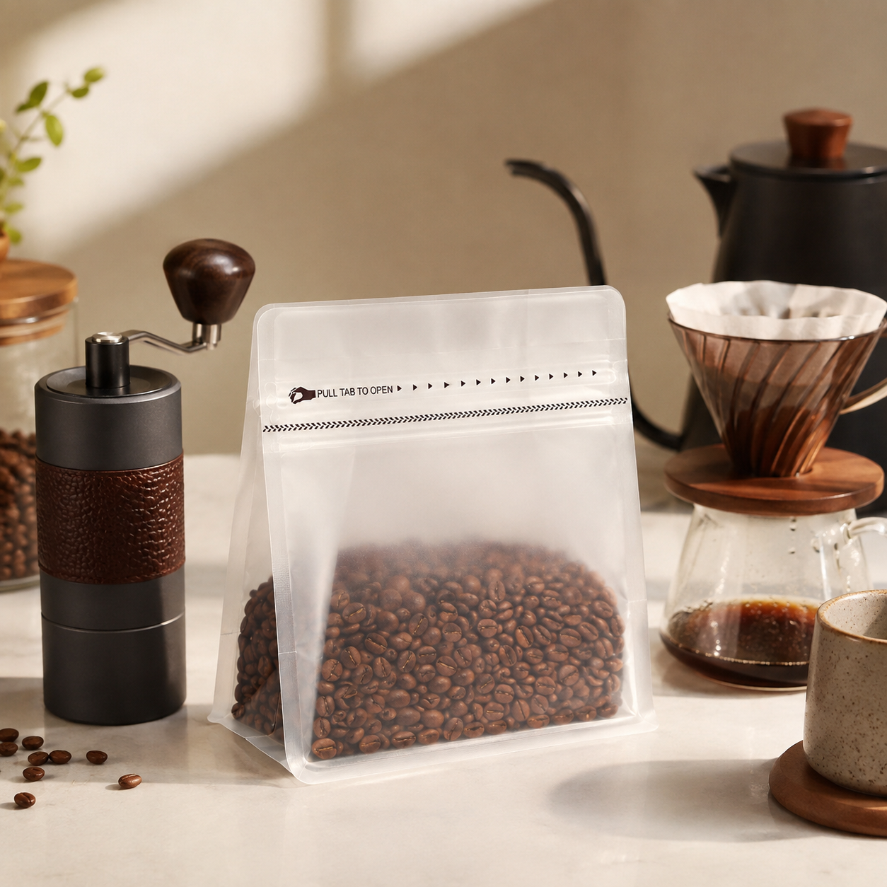 Bolsa Empaque Cafe Transparente 250 g con Zipper x 50 Unidades