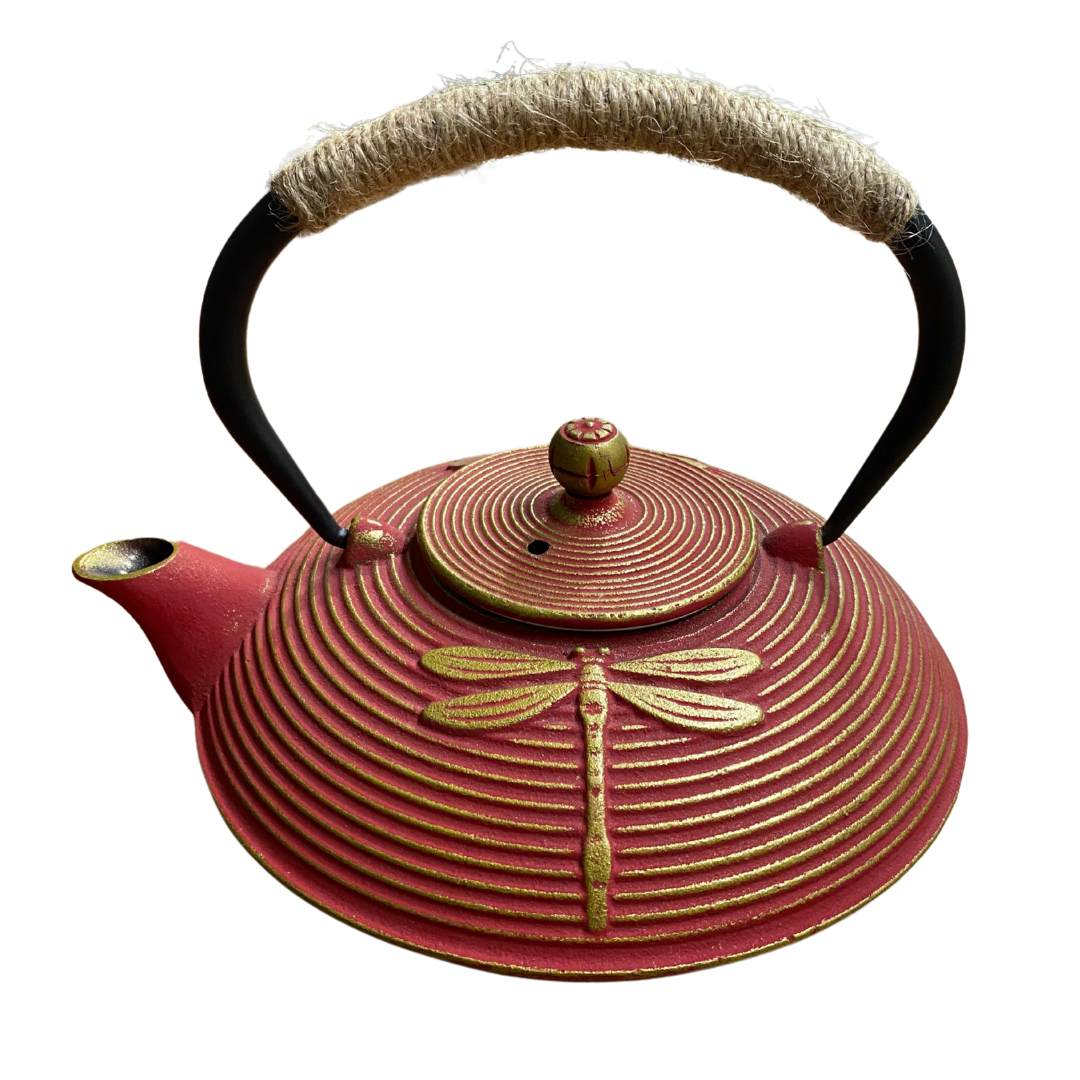 Tetera de Hierro con Infusor en Acero Inoxidable Roja Estilo Japonés 750ml