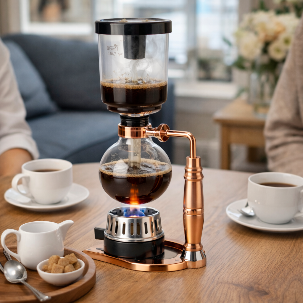 Cafetera Metodo al Vacio Sifón Japonés Platino 5 Tazas 500ml Oro Rosa